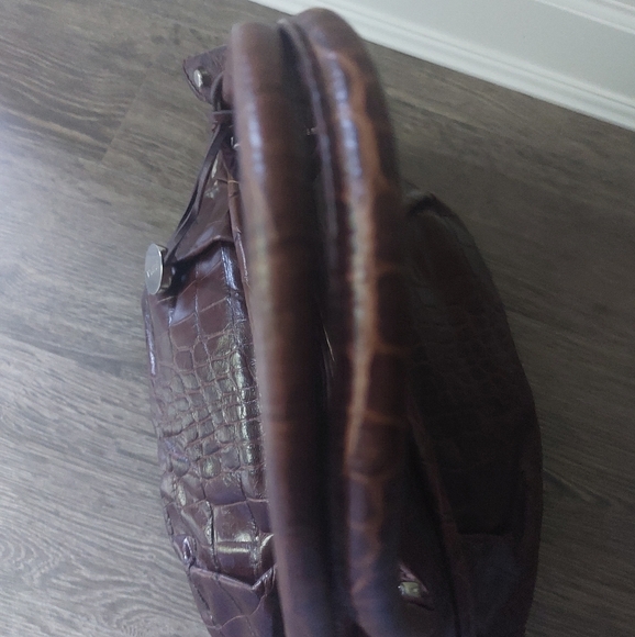 Furla Chocolate brown croc embossed leather handbag purse. Amazing condition - Picture 5 of 16